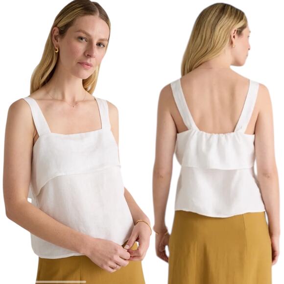 Quince 100% European Linen Square Neck Tank Top White Size XS - Picture 2 of 10